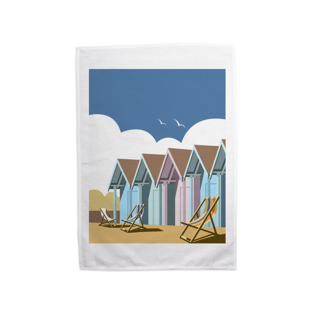 Beach Huts Tea Towel