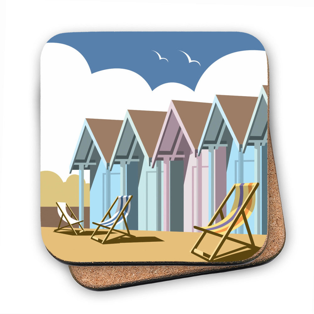 Beach Huts MDF Coaster