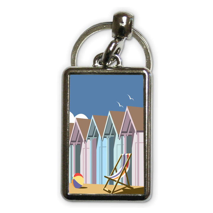 Beach Huts Metal Keyring