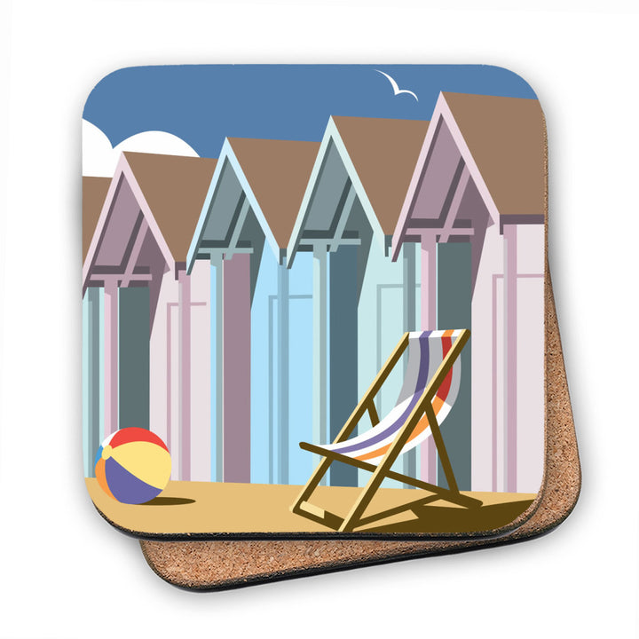 Beach Huts MDF Coaster