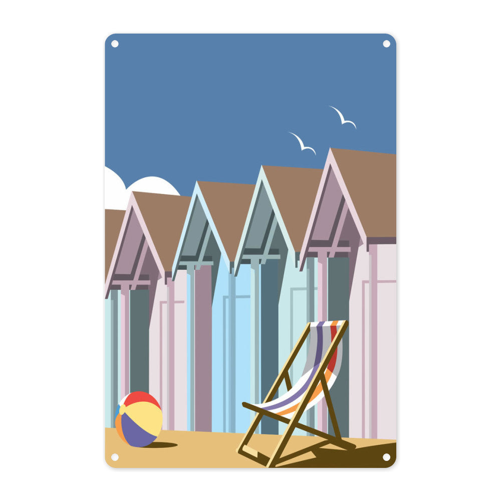 Beach Huts Metal Sign