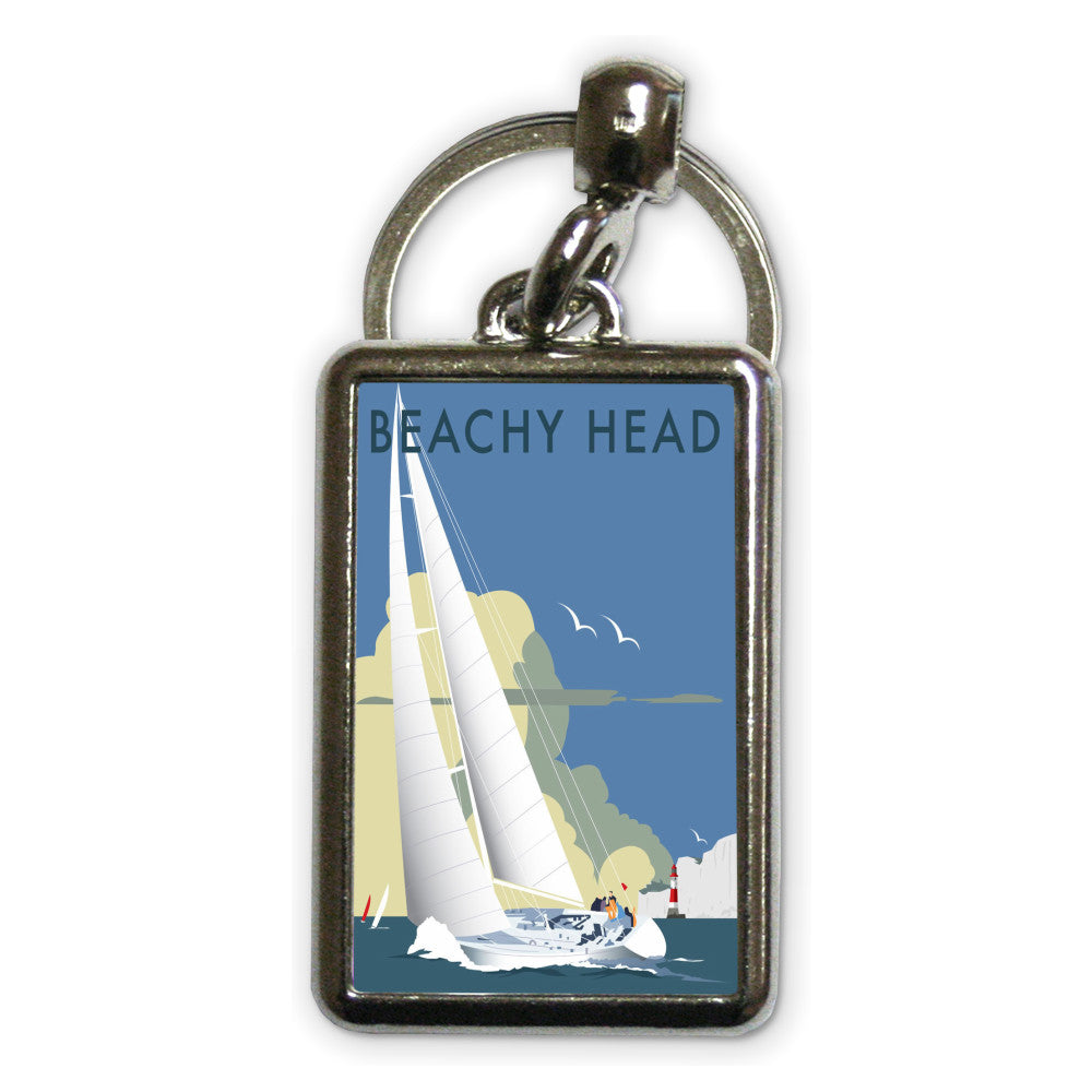 Sailing at Beachy Head Metal Keyring