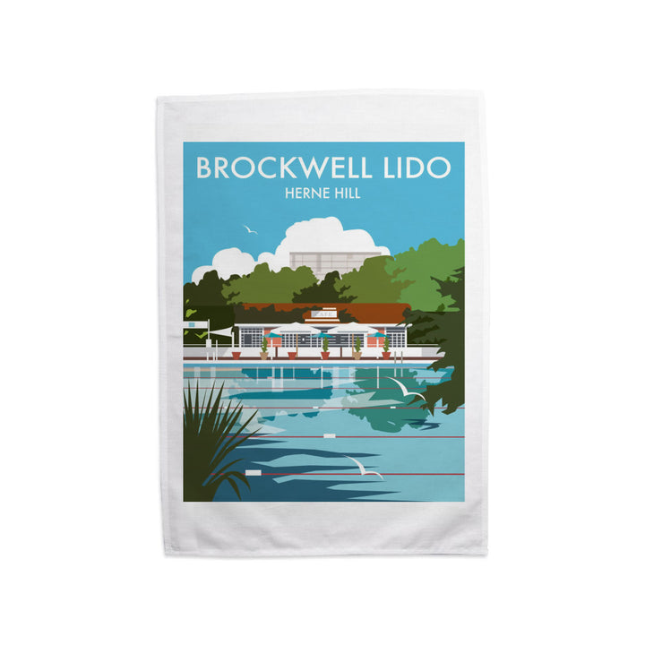 Brockwell Lido, Herne Hill, London Tea Towel