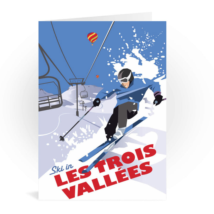 Ski in Les Trois Vallees Greeting Card 7x5