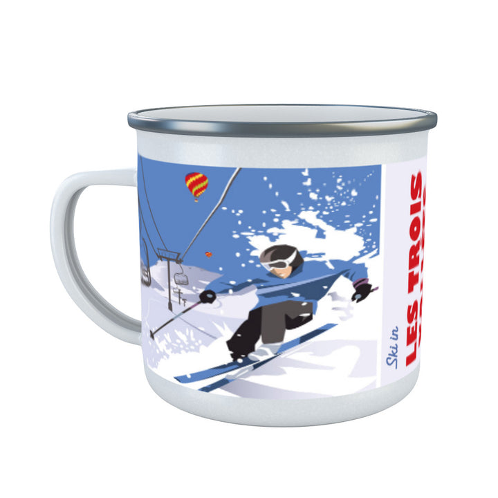 Ski in Les Trois Vallees Enamel Mug