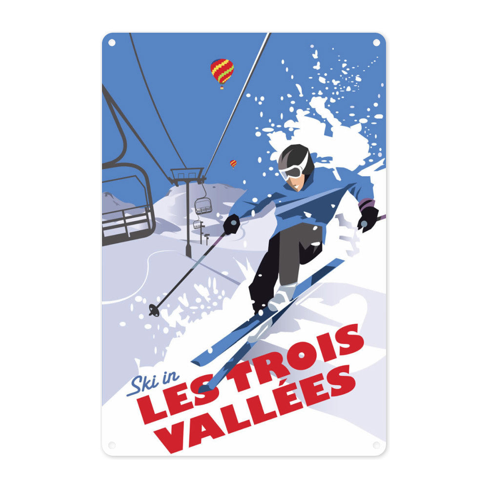 Ski in Les Trois Vallees Metal Sign