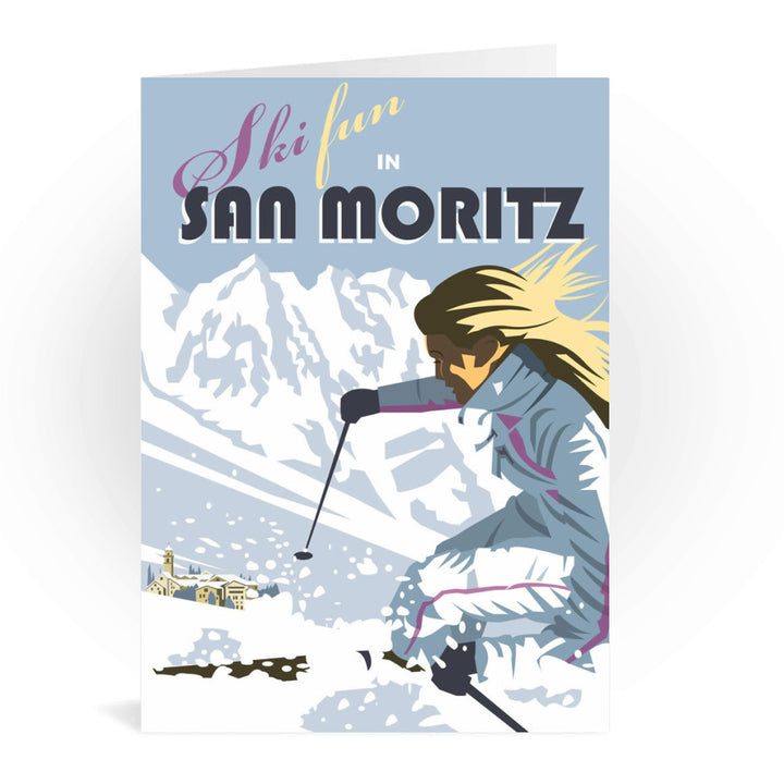 Ski Fun in San Moritz Greeting Card 7x5