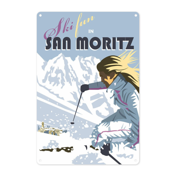 Ski Fun in San Moritz Metal Sign