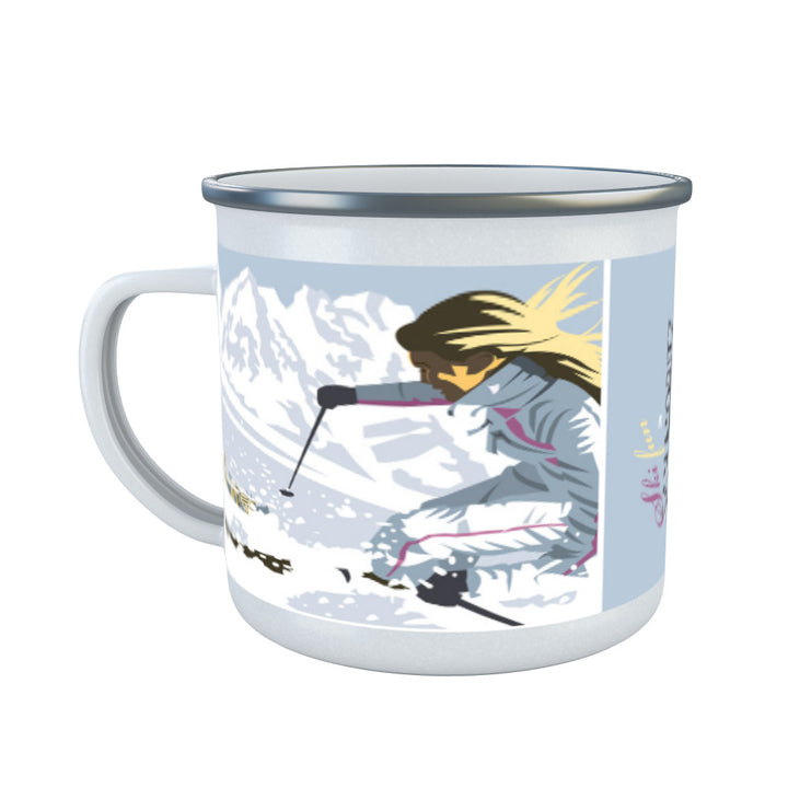 Ski Fun in San Moritz Enamel Mug