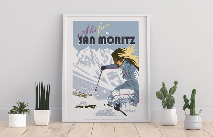 Ski Fun in San Moritz - Art Print