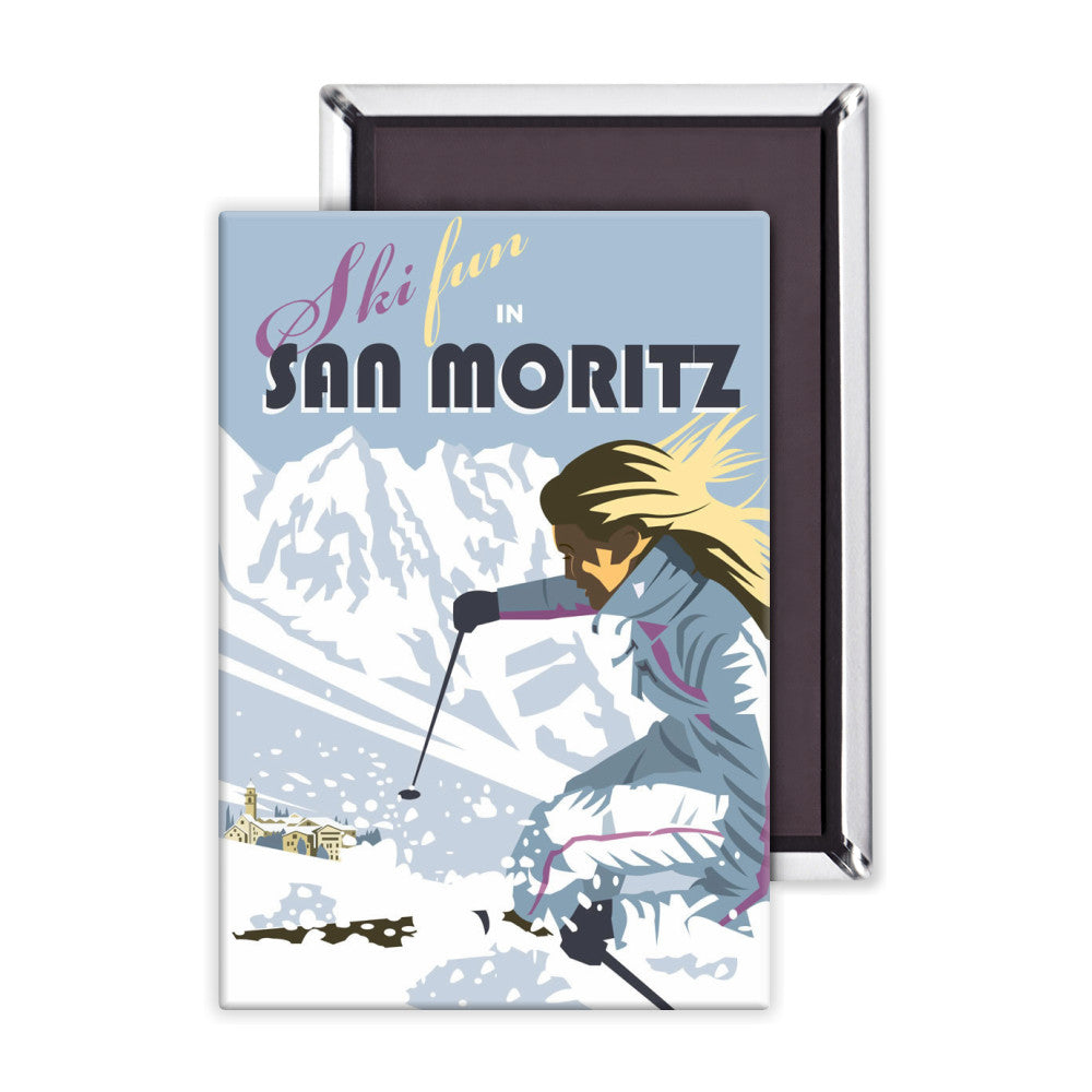 Ski Fun in San Moritz Magnet