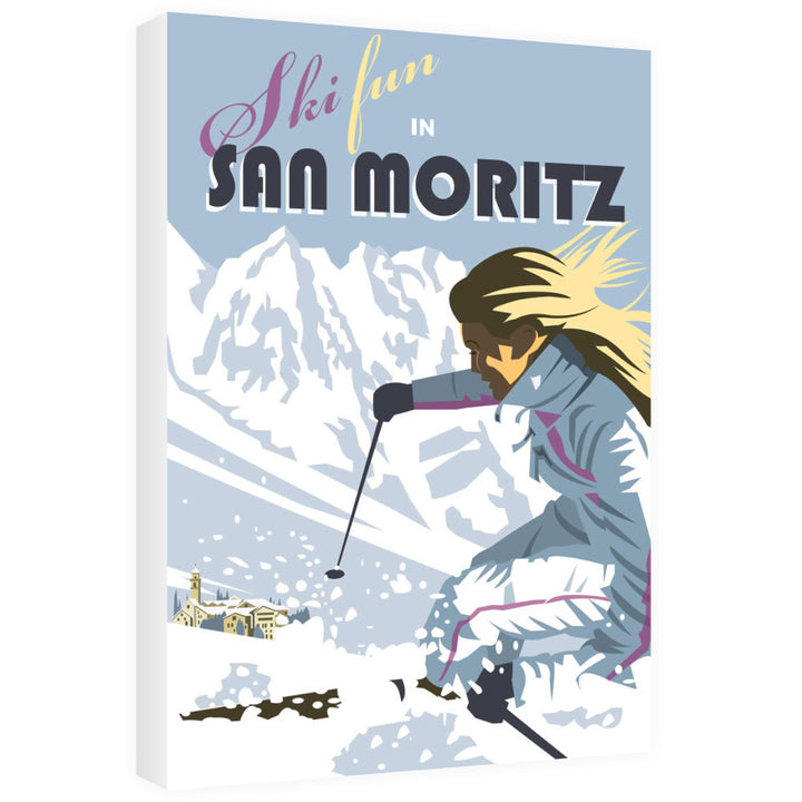 Ski Fun in San Moritz Canvas