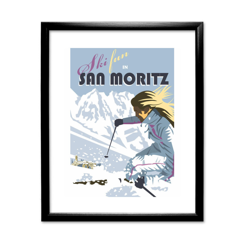 Ski Fun in San Moritz - Art Print