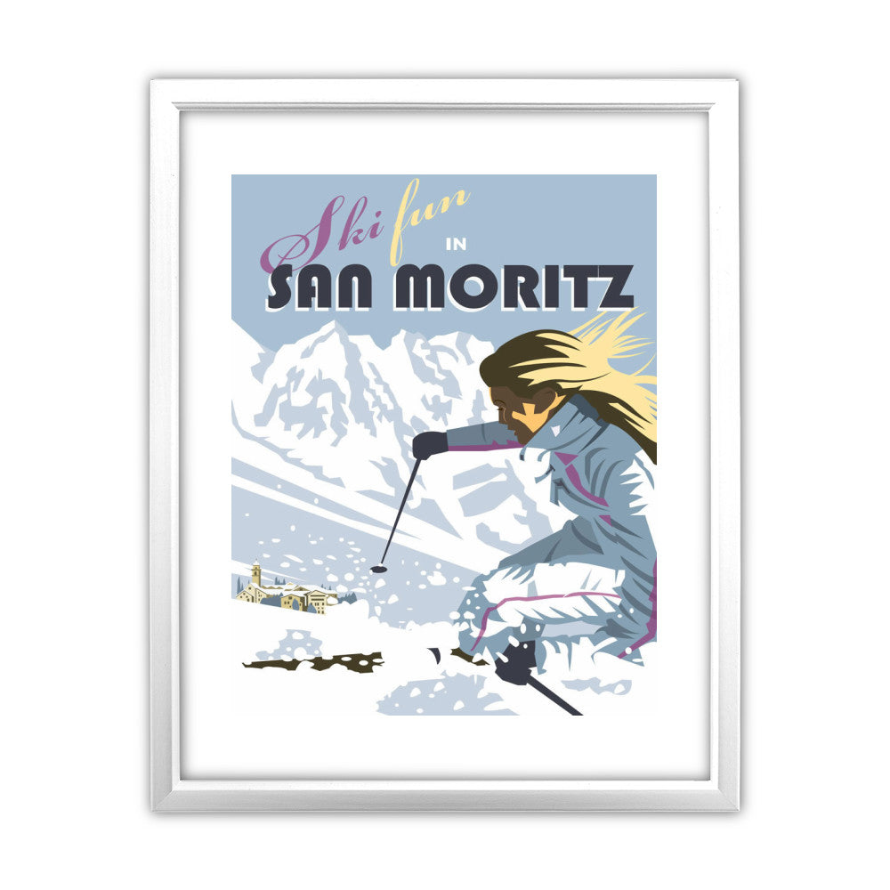 Ski Fun in San Moritz - Art Print