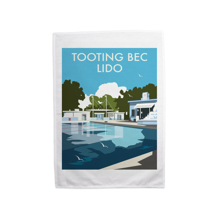 Tooting Bec Lido, London Tea Towel
