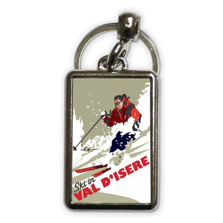 Ski in Val D'isere Metal Keyring