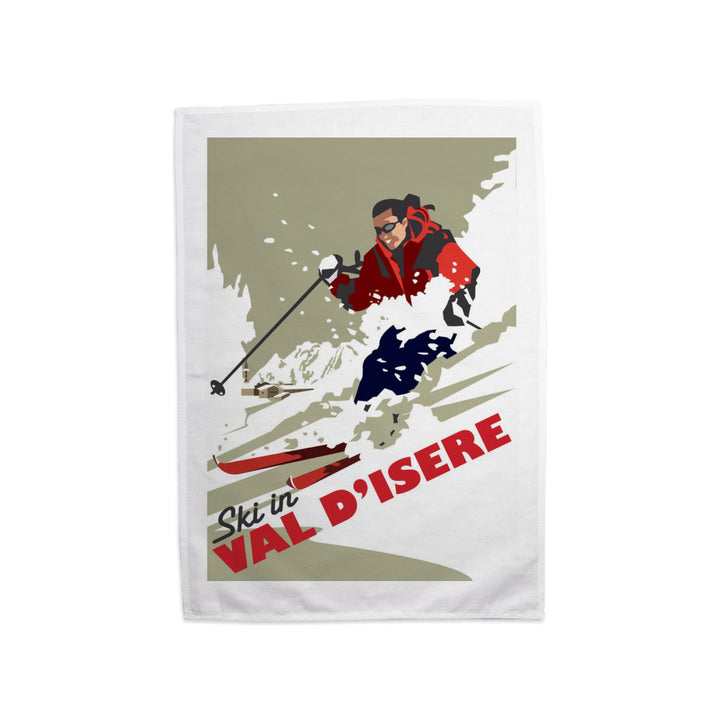 Ski in Val D'isere Tea Towel