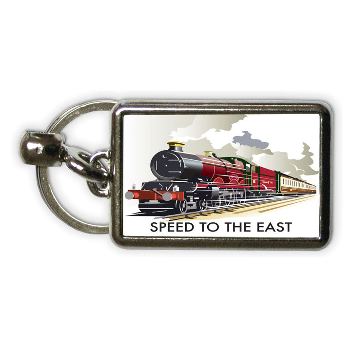 Speed to the East Metal Keyring