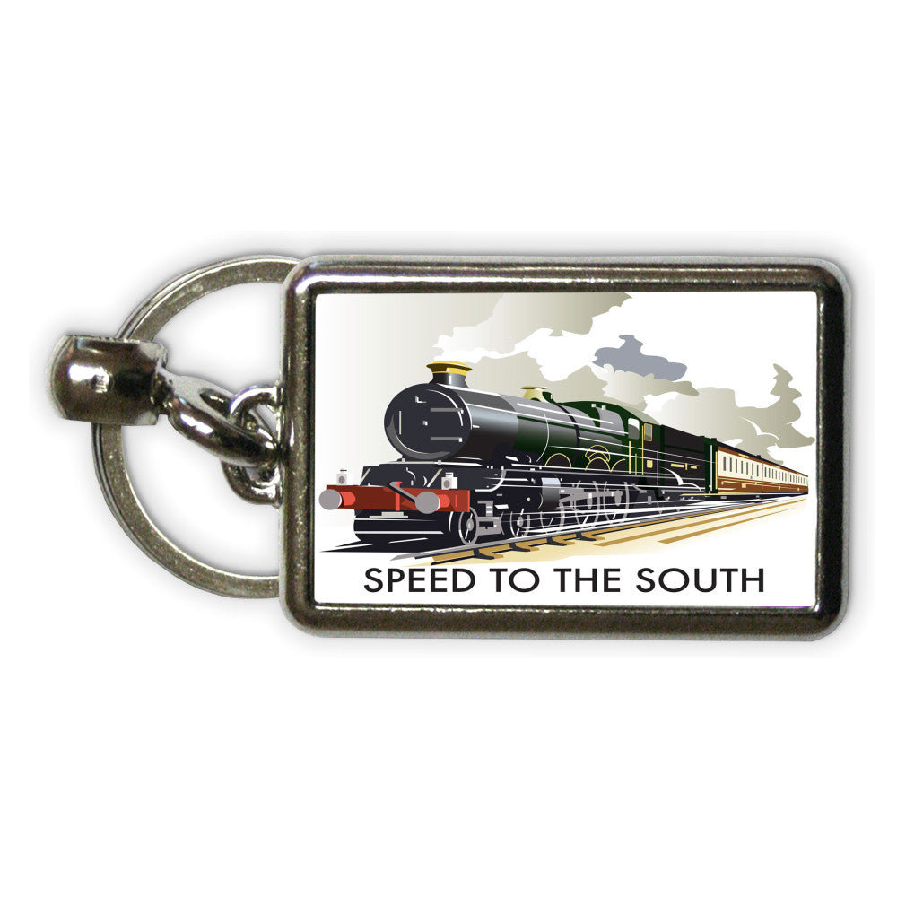 Speed to the South Metal Keyring