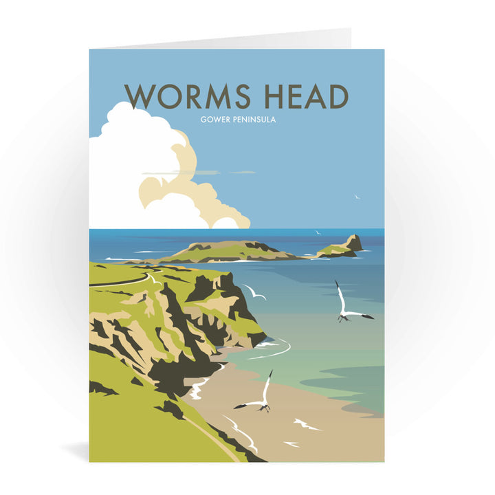 Worms Head, Gower Peninsula Greeting Card 7x5