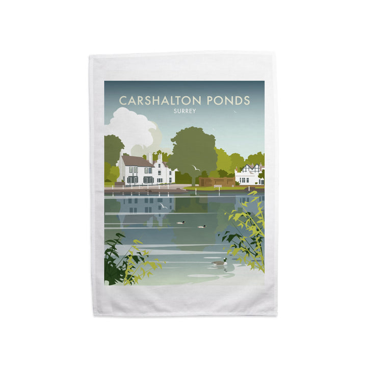 Carshalton Ponds, Surrey Tea Towel