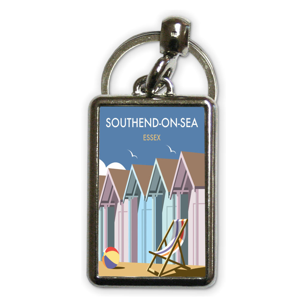 Beach Huts, Essex Metal Keyring
