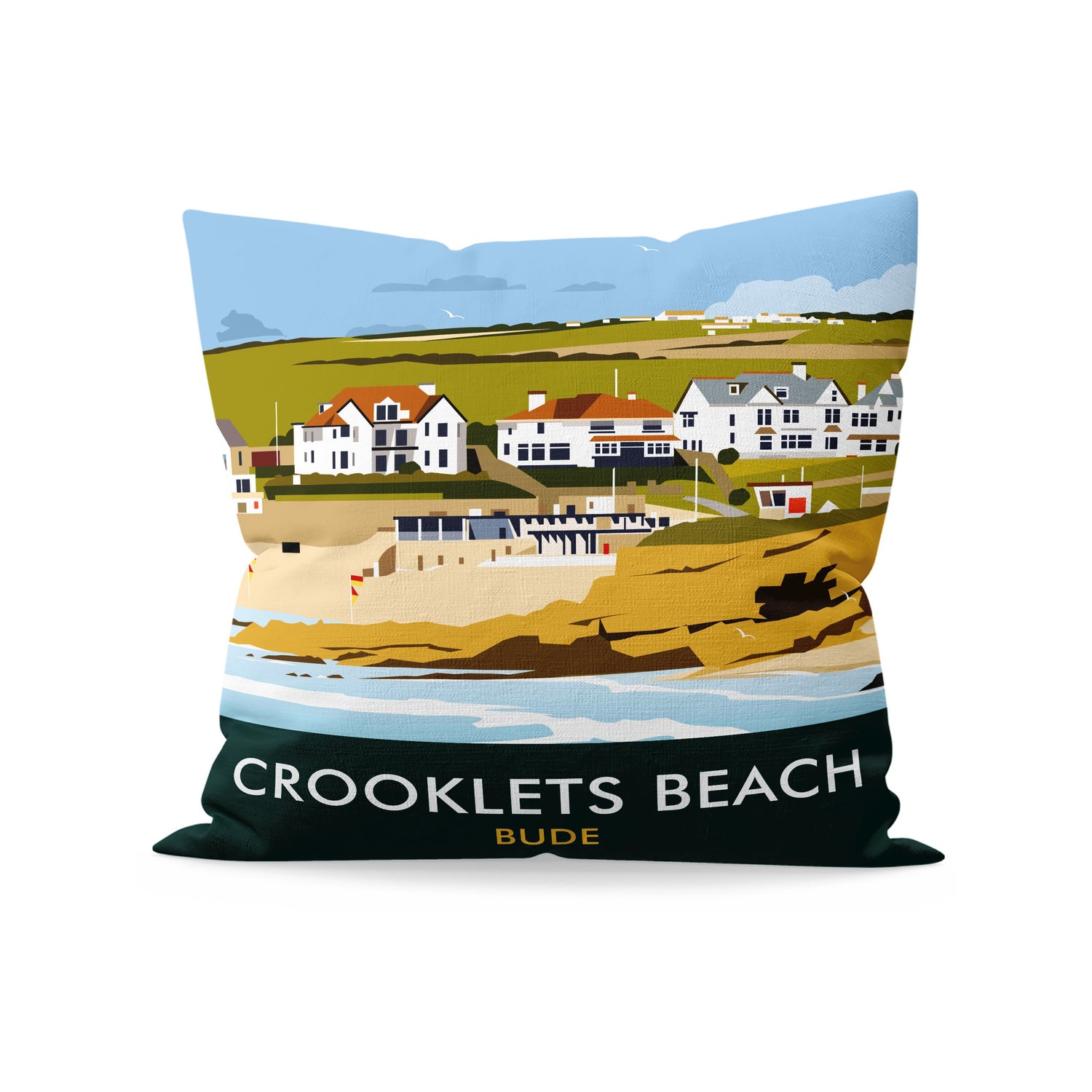 Crooklets Beach, Cornwall Fibre Filled Cushion