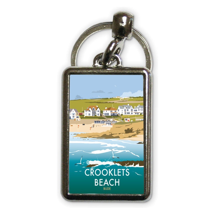 Crooklets Beach, Cornwall Metal Keyring