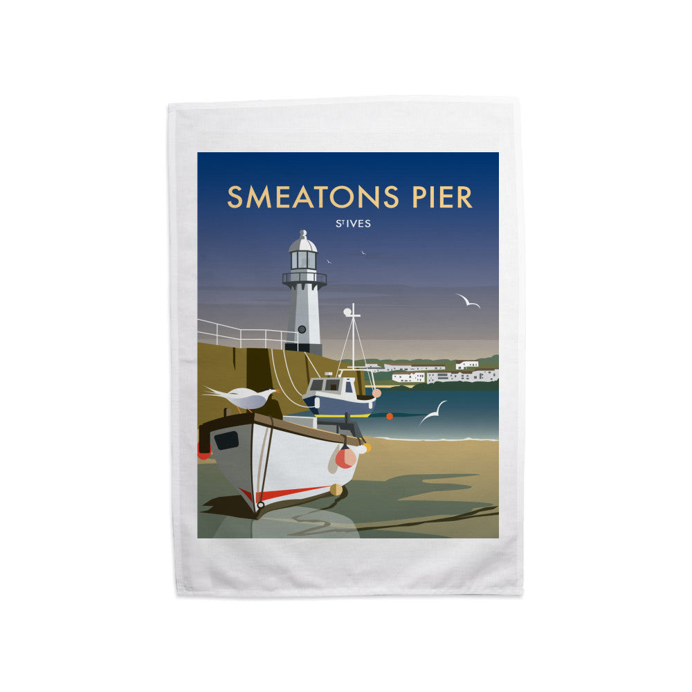 Smeatons Pier, St Ives Tea Towel