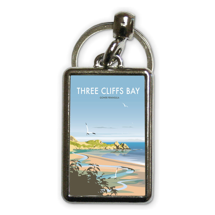 Three Cliffs Bay, Wales Metal Keyring