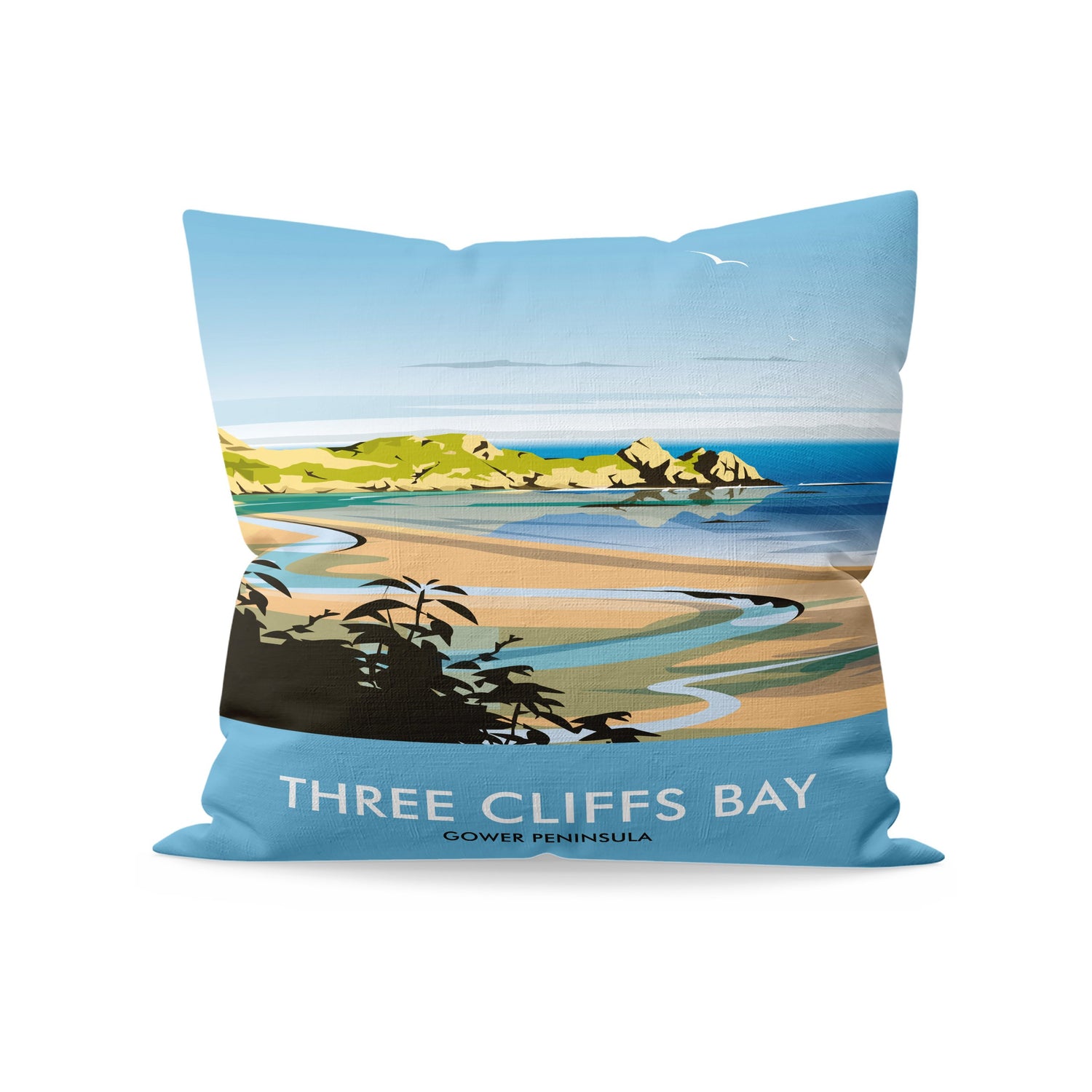 Three Cliffs Bay, Wales Fibre Filled Cushion