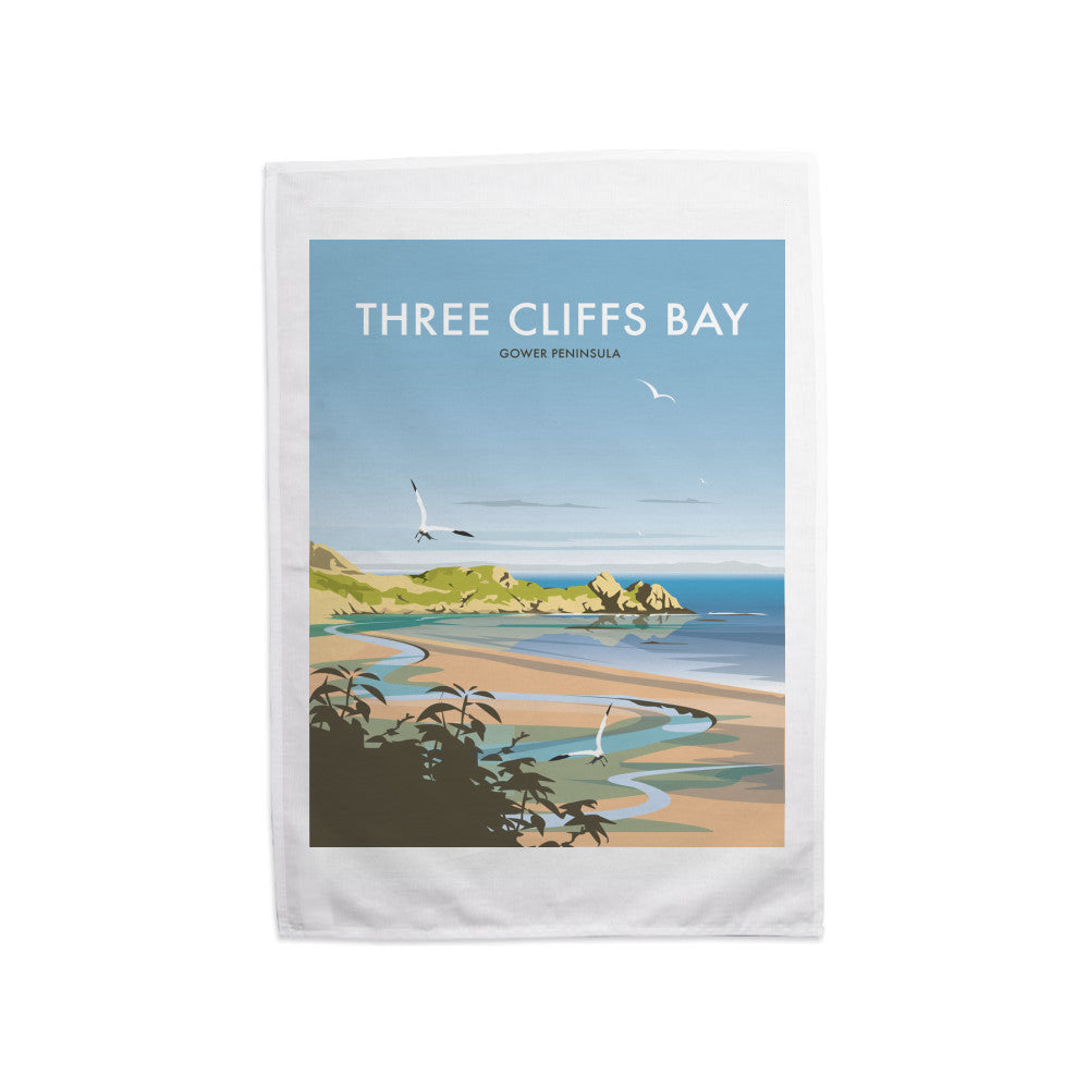 Three Cliffs Bay, Wales Tea Towel