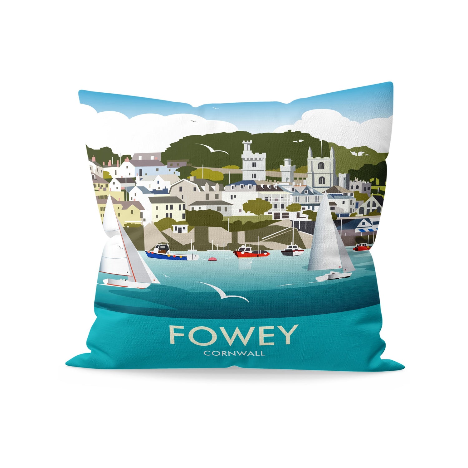 Fowey, Cornwall Fibre Filled Cushion
