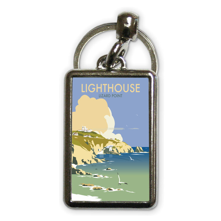 Lizard Point Lighthouse, Cornwall Metal Keyring