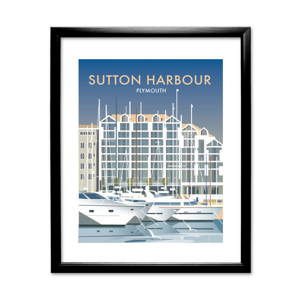 Sutton Harbour, Plymouth 11x14 Framed Print (Black)