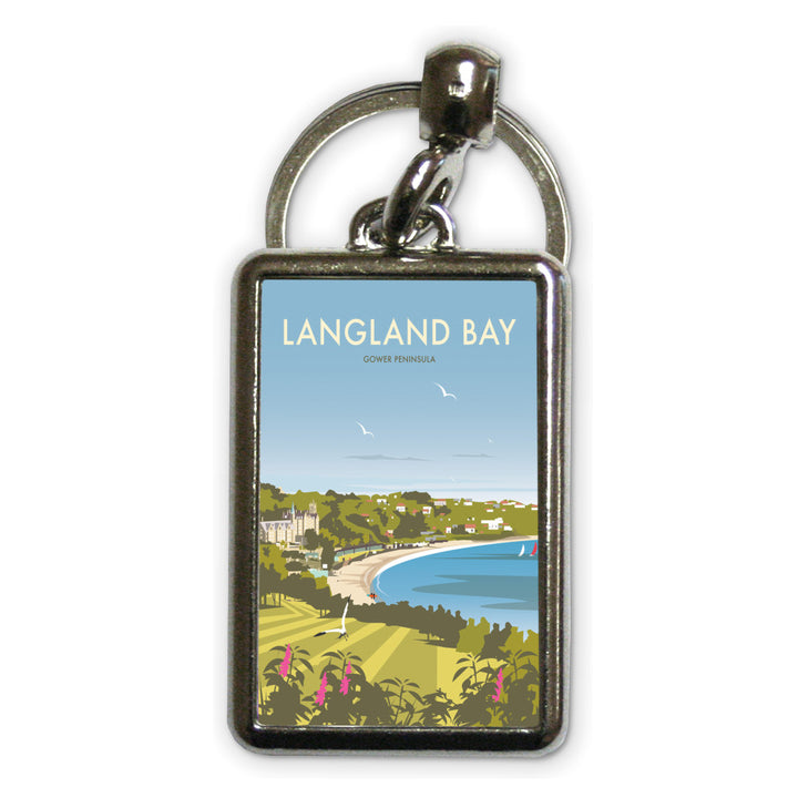 Langland Bay, Gower Peninsula Metal Keyring