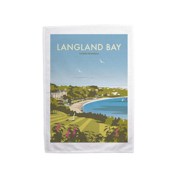 Langland Bay, Gower Peninsula Tea Towel