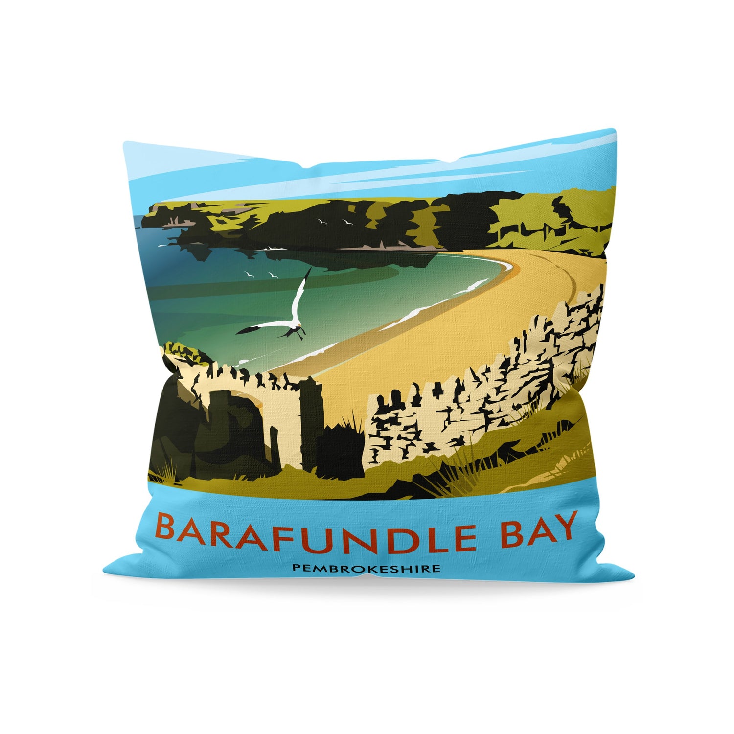 Barafundle Bay, Pembrokeshire Fibre Filled Cushion