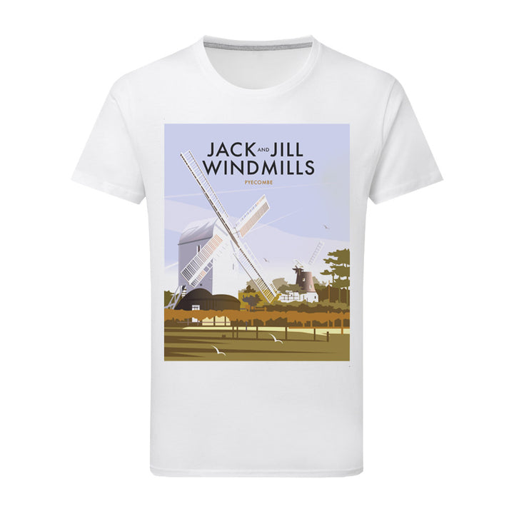 Jack And Jill Windmills, Pyecombe T-Shirt by Dave Thompson