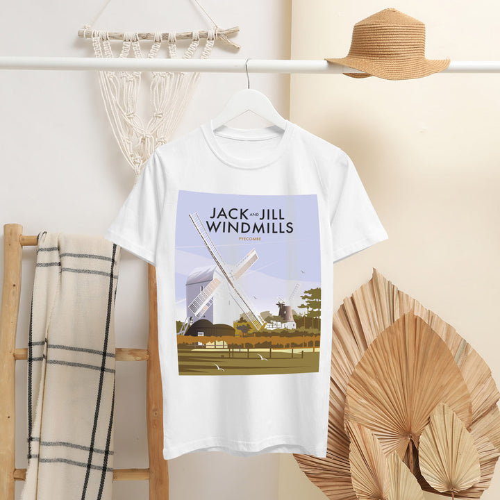 Jack And Jill Windmills, Pyecombe T-Shirt by Dave Thompson