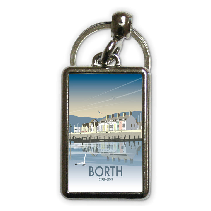 Borth, Ceredigion Metal Keyring