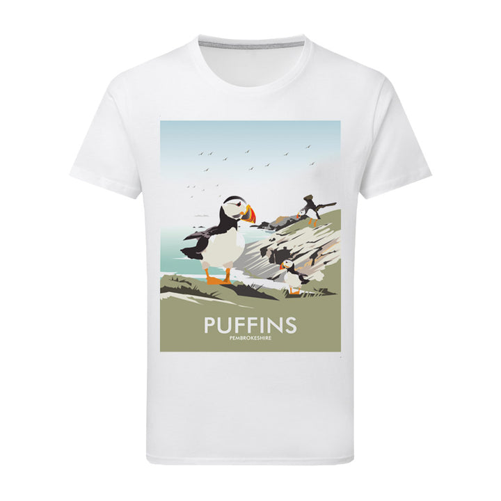 Puffins, Pembrokshire T-Shirt by Dave Thompson