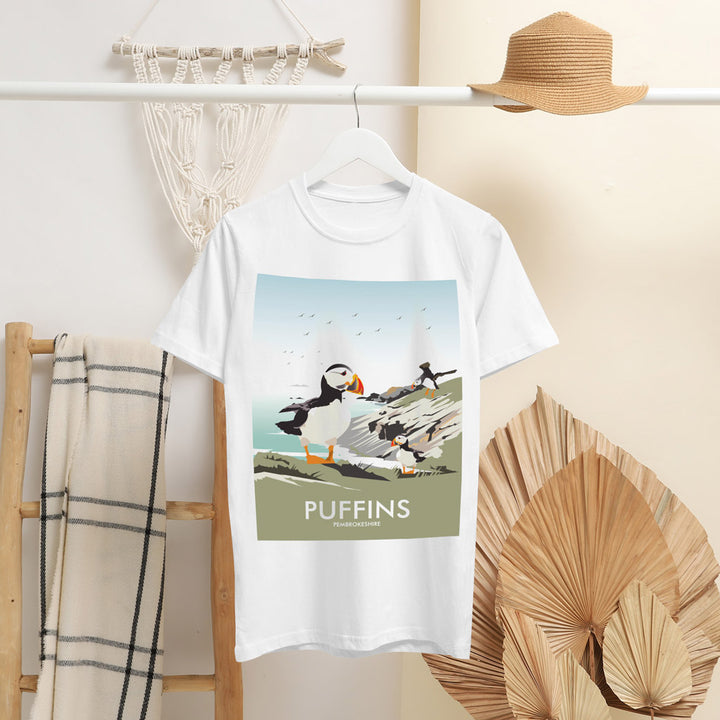 Puffins, Pembrokshire T-Shirt by Dave Thompson