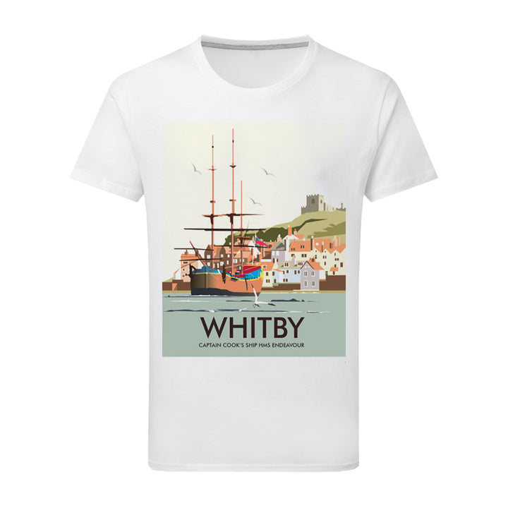 Whitby, Captain Cook'S Ship Hms Endeavour T-Shirt by Dave Thompson