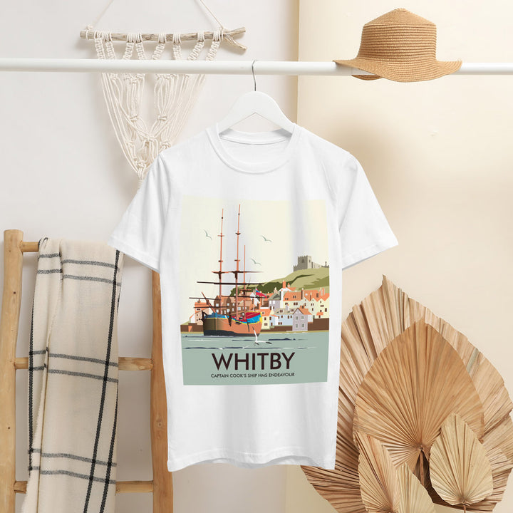 Whitby, Captain Cook'S Ship Hms Endeavour T-Shirt by Dave Thompson