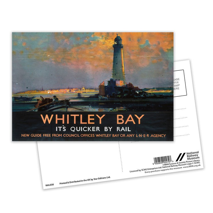 Whitley Bay - Quicker By Rail Postcard Pack of 8