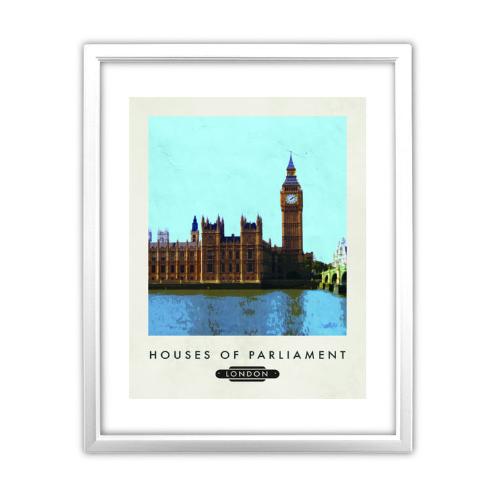 The Houses of Parliament, London 11x14 Framed Print (White)