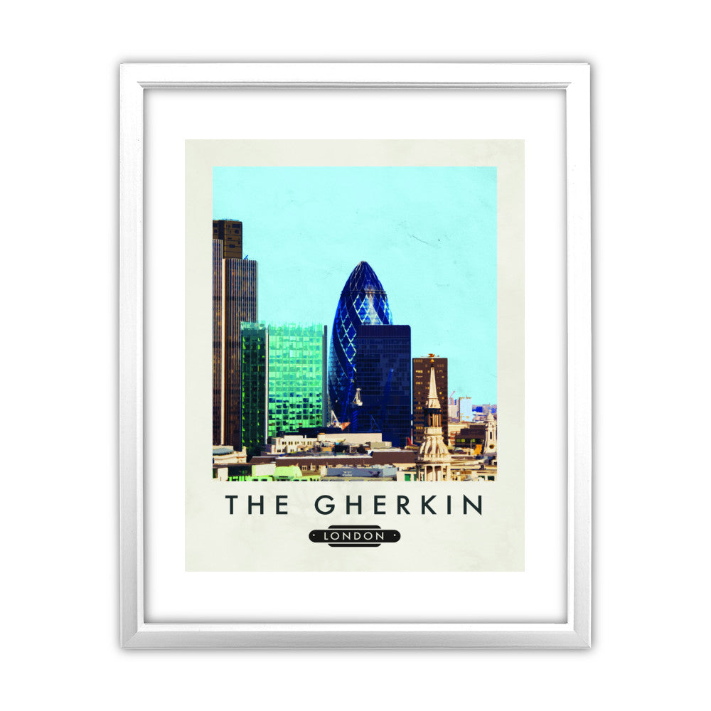 The Gherkin, London 11x14 Framed Print (White)