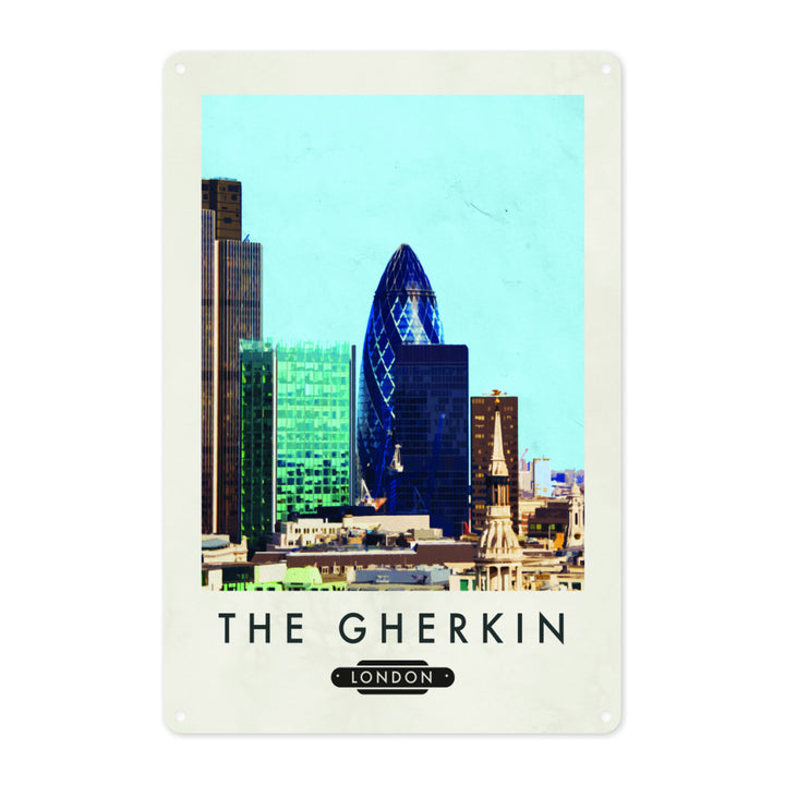 The Gherkin, London Metal Sign