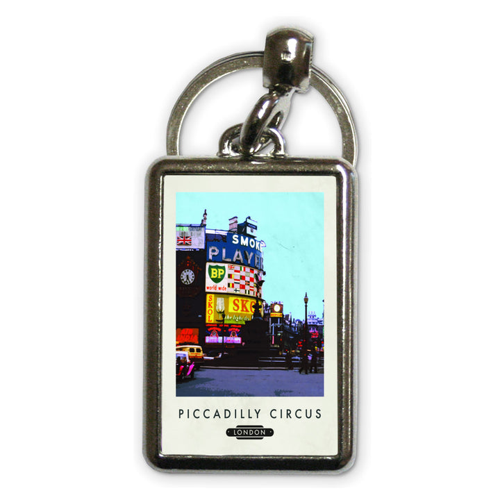 Piccadilly Circus, London Metal Keyring